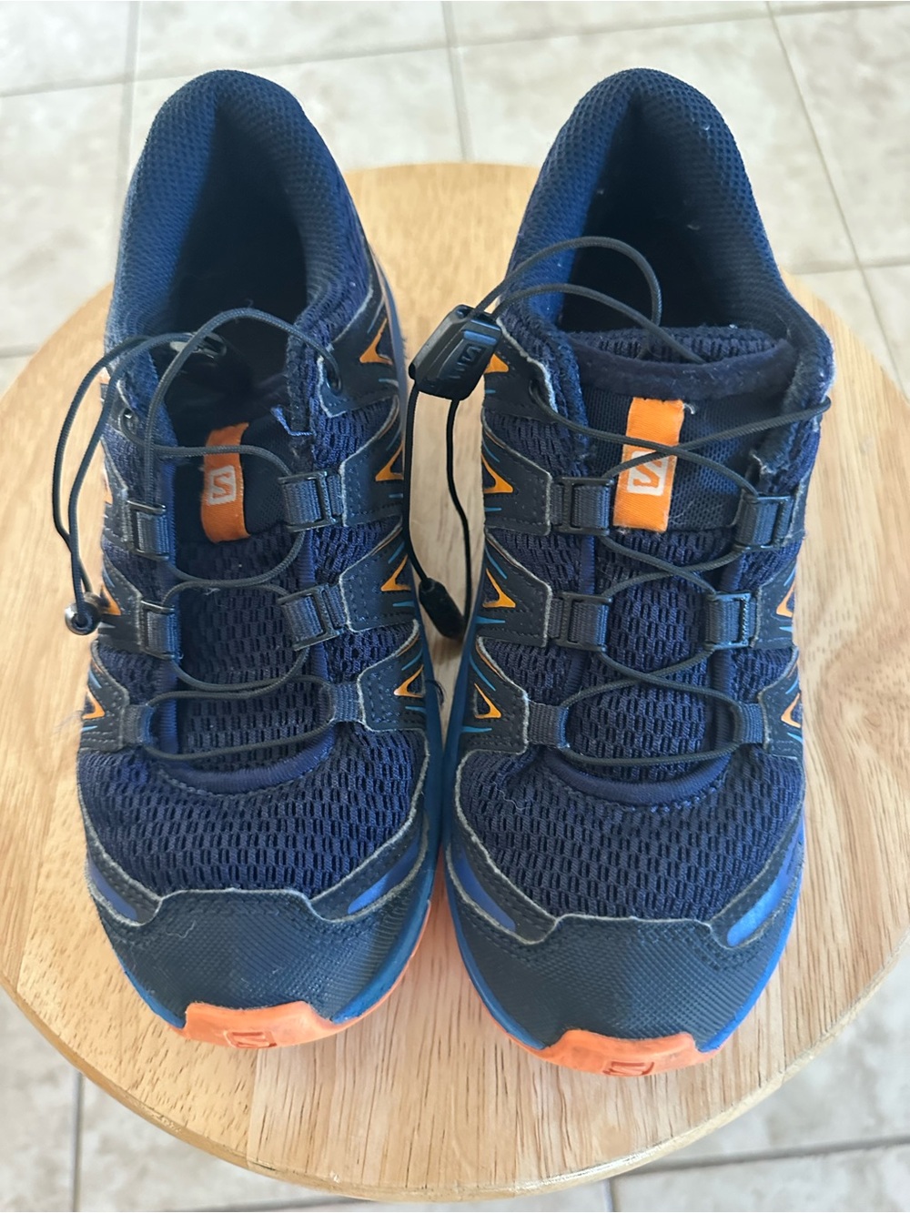Salomon Kids Navy Blue and Orange Trail Sneakers